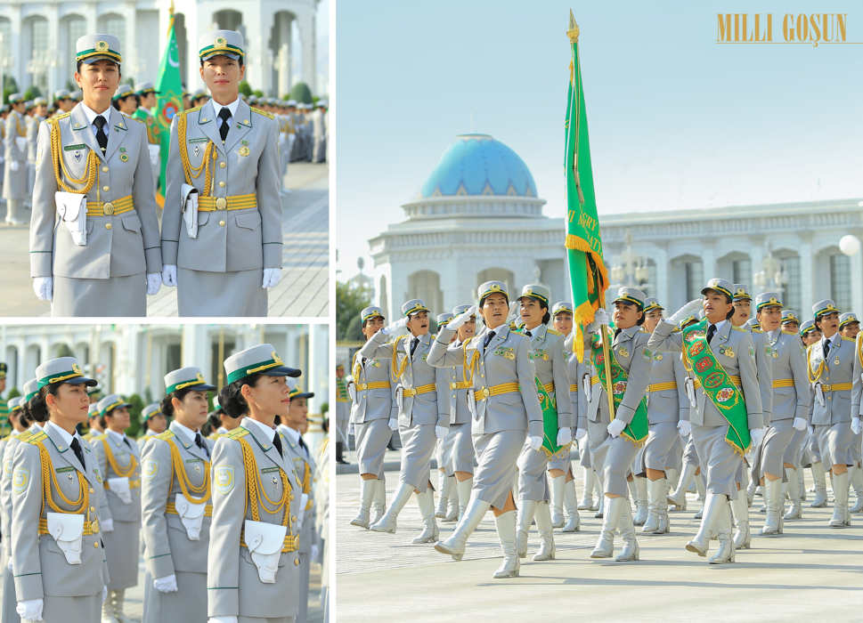 Yhlasly zenan harby gullukçylarymyz dabaraly harby ýörişde