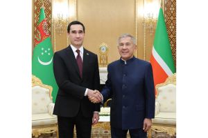 Arkadagly Gahryman Serdarymyzyň Rustam Minnihanow bilen duşuşygy