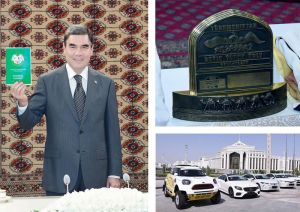 Hor­mat­ly Pre­zi­den­ti­miz «Amul — Ha­zar 2018» halkara aw­to­ral­li­si­niň ýe­ňi­ji­le­ri­ne we gat­na­şy­jy­la­ra baý­rak­la­ry gow­şur­mak da­ba­ra­sy­na gat­naşdy